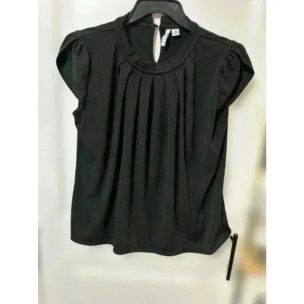 ELLE Black cap sleeve lined top blouse,‎ Size XS